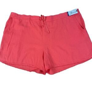 TERRA & SKY Cora Orange Soft Shorts W/Trim Elastic Back, Waist Pockets  Size: 3X